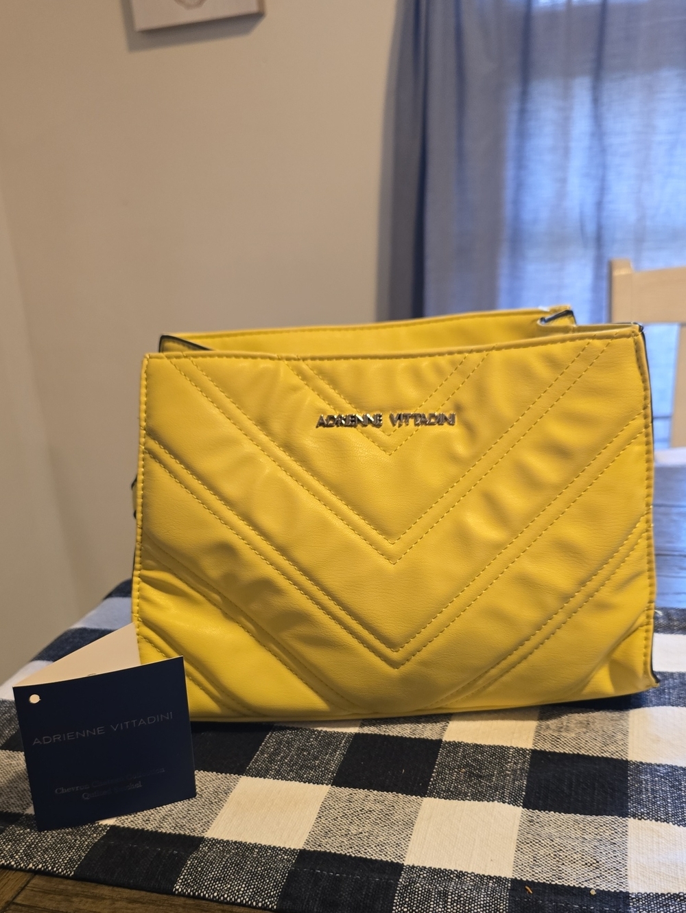 Adrienne Vittadini Bright Yellow Quilted Crossbody Bag